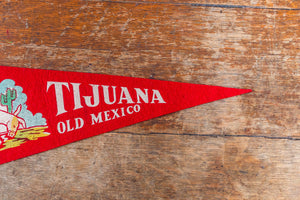 Tijuana Mexico Red Felt Pennant Vintage Travel Souvenir Wall Decor - Eagle's Eye Finds