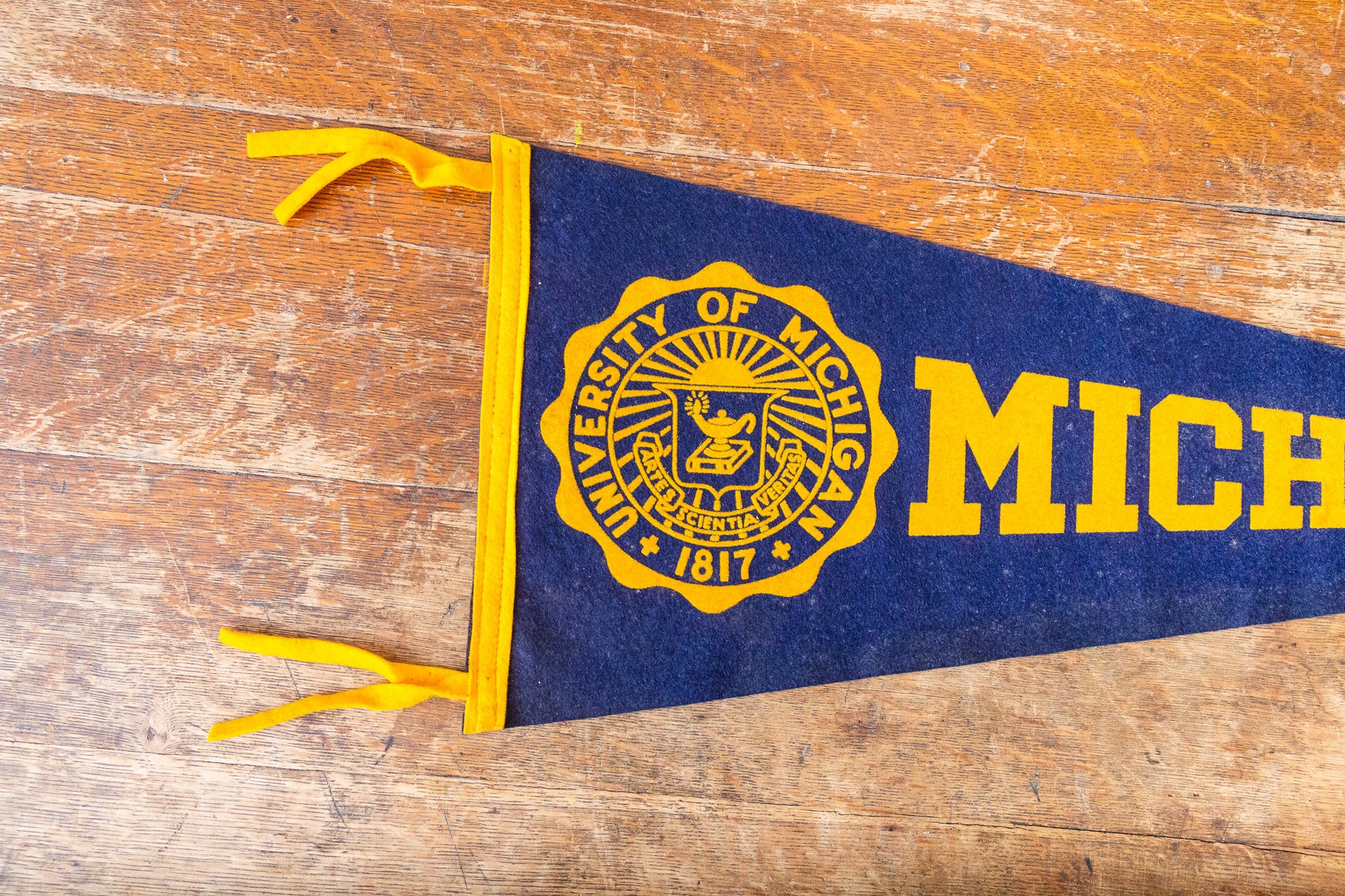 University of Michigan Felt Pennant Vintage Large College Sports Fan Decor - Eagle's Eye Finds