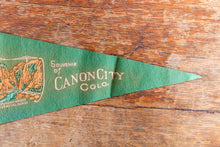Load image into Gallery viewer, Canon City Colorado Felt Pennant Vintage Green MCM Wall Decor - Eagle&#39;s Eye Finds
