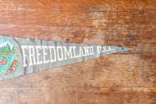 Load image into Gallery viewer, Freedomland USA Gray Felt Pennant Vintage Wall Decor - Eagle&#39;s Eye Finds
