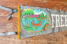 Load image into Gallery viewer, Freedomland USA Gray Felt Pennant Vintage Wall Decor - Eagle&#39;s Eye Finds
