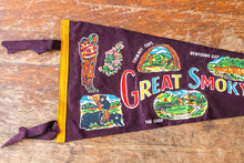 Load image into Gallery viewer, Great Smoky Mountains National Park Felt Pennant Vintage Maroon Wall Decor - Eagle&#39;s Eye Finds
