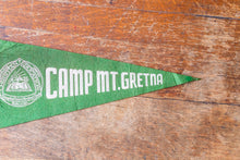 Load image into Gallery viewer, Gretna Glen Camp PA Green Felt Pennant Vintage Pennsylvania Wall Decor - Eagle&#39;s Eye Finds
