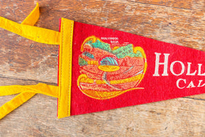 Hollywood California Felt Pennant Vintage Red CA Wall Hanging Decor - Eagle's Eye Finds