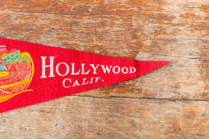 Hollywood California Felt Pennant Vintage Red CA Wall Hanging Decor - Eagle's Eye Finds