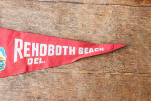 Rehoboth Delaware Red Felt Pennant Vintage Nautical Wall Decor - Eagle's Eye Finds