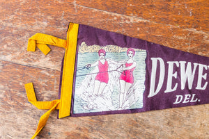Dewey Beach Delaware Felt Pennant Vintage Maroon Wall Decor - Eagle's Eye Finds