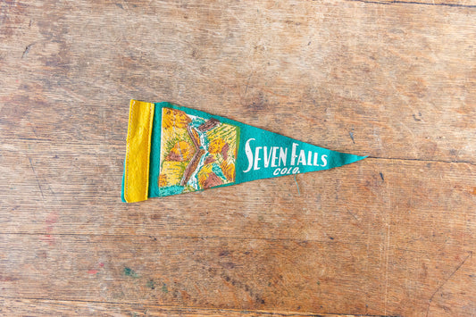 Seven Falls Colorado Felt Pennant Vintage Green Colorado Springs Wall Decor - Eagle's Eye Finds