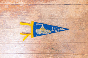 Chicago IL Blue Felt Pennant Vintage Illinois Wall Hanging Decor - Eagle's Eye Finds
