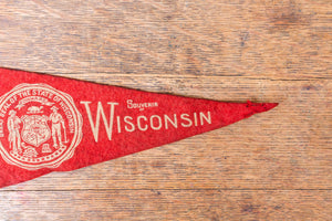 Wisconsin Red Felt Pennant Vintage WI Wall Hanging Decor - Eagle's Eye Finds