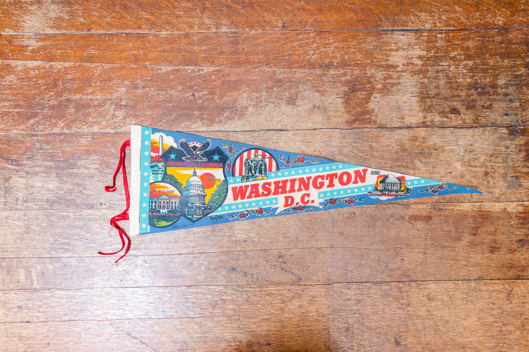 Washington DC Blue Felt Pennant Vintage Retro USA Wall Decor - Eagle's Eye Finds