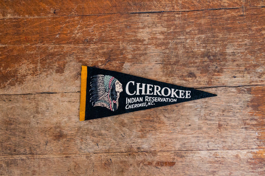 Cherokee Indian Reservation North Carolina Felt Pennant Vintage Native American Wall Decor - Eagle's Eye Finds