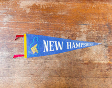 Load image into Gallery viewer, New Hampshire Blue Felt Pennant Vintage NH Wall Decor - Eagle&#39;s Eye Finds
