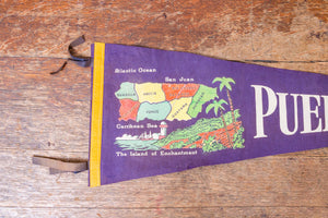 Puerto Rico Purple Felt Pennant Vintage PR Wall Decor - Eagle's Eye Finds