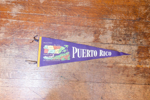 Puerto Rico Purple Felt Pennant Vintage PR Wall Decor - Eagle's Eye Finds