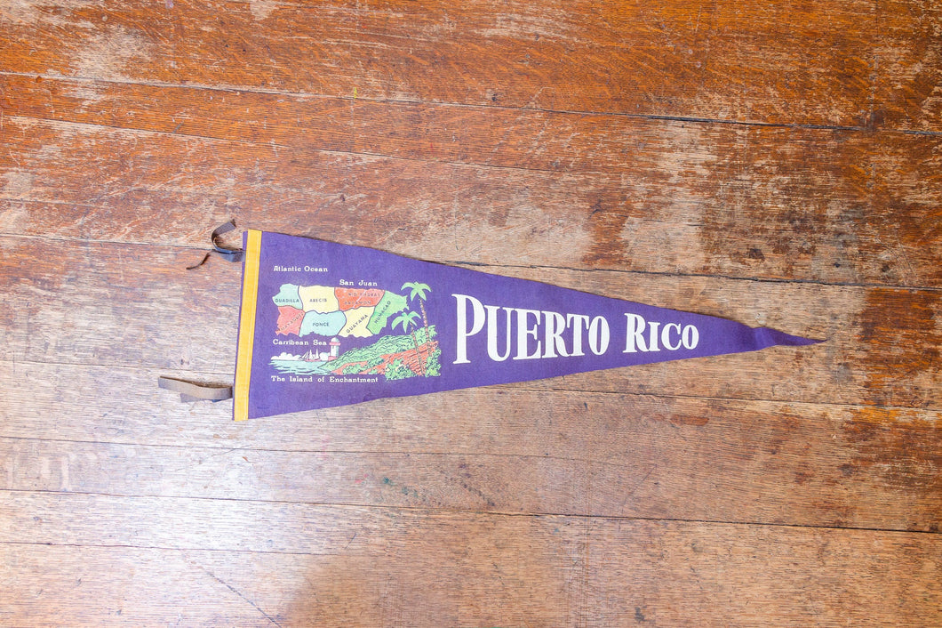 Puerto Rico Purple Felt Pennant Vintage PR Wall Decor - Eagle's Eye Finds