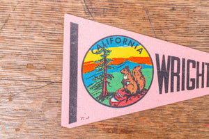 Wrightwood CA Pink Pennant Vintage California Wall Decor - Eagle's Eye Finds