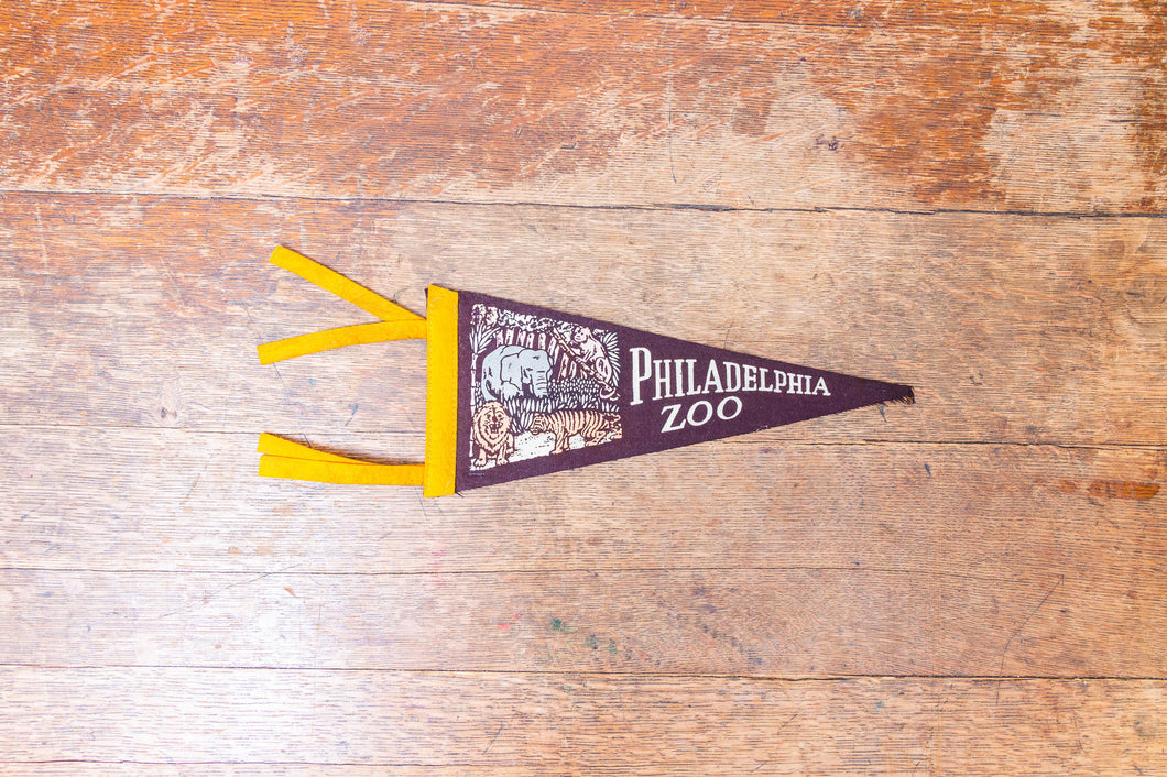 Philadelphia Zoo Maroon Felt Pennant Vintage Animal Wall Decor - Eagle's Eye Finds