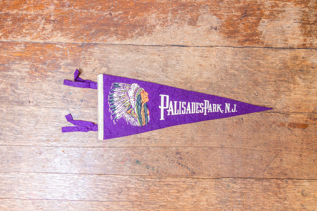 Palisades Park NJ Felt Pennant Vintage Purple New Jersey Native American Wall Decor - Eagle's Eye Finds