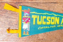 Load image into Gallery viewer, Tucson Arizona Felt Pennant Vintage Teal AZ Wall Decor - Eagle&#39;s Eye Finds

