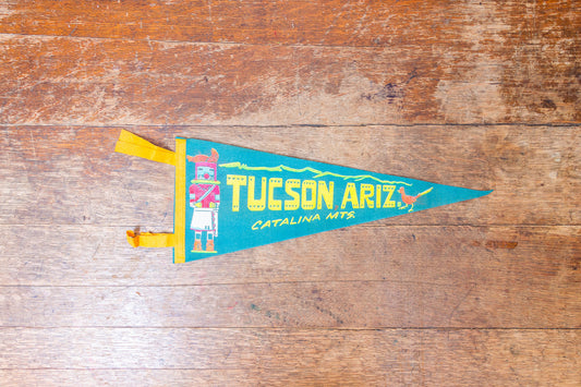Tucson Arizona Felt Pennant Vintage Teal AZ Wall Decor - Eagle's Eye Finds