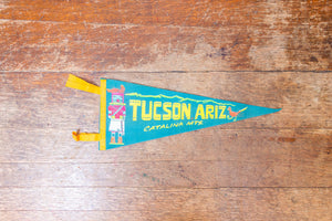 Tucson Arizona Felt Pennant Vintage Teal AZ Wall Decor - Eagle's Eye Finds
