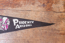 Load image into Gallery viewer, Phoenix Arizona Felt Pennant Vintage Black Native American Wall Decor - Eagle&#39;s Eye Finds
