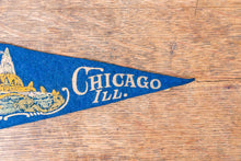 Load image into Gallery viewer, Chicago IL Blue Felt Pennant Vintage Illinois Wall Hanging Decor - Eagle&#39;s Eye Finds
