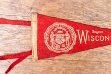 Load image into Gallery viewer, Wisconsin Red Felt Pennant Vintage WI Wall Hanging Decor - Eagle&#39;s Eye Finds
