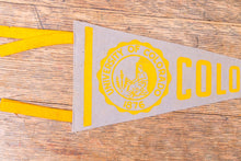 Load image into Gallery viewer, University of Colorado Silver Felt Pennant Vintage Mini College Wall Decor - Eagle&#39;s Eye Finds
