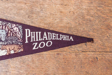 Load image into Gallery viewer, Philadelphia Zoo Maroon Felt Pennant Vintage Animal Wall Decor - Eagle&#39;s Eye Finds
