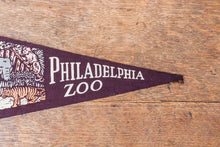 Load image into Gallery viewer, Philadelphia Zoo Maroon Felt Pennant Vintage Animal Wall Decor - Eagle&#39;s Eye Finds
