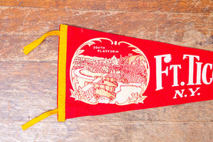 Ft. Ticonderoga New York Felt Pennant Vintage Red Wall Decor - Eagle's Eye Finds