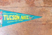 Load image into Gallery viewer, Tucson Arizona Felt Pennant Vintage Teal AZ Wall Decor - Eagle&#39;s Eye Finds
