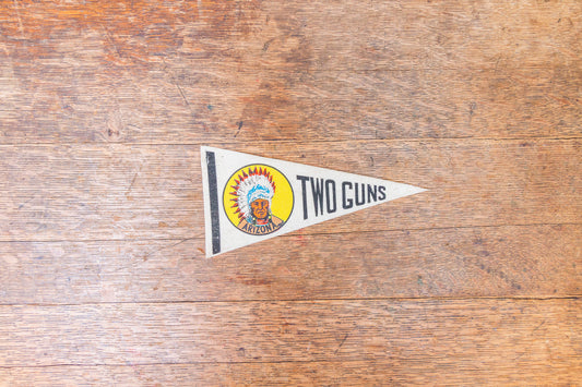 Two Guns Arizona Felt Pennant Vintage Mini White Native American Wall Decor - Eagle's Eye Finds