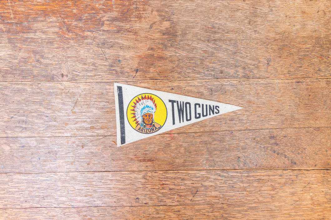 Two Guns Arizona Felt Pennant Vintage Mini White Native American Wall Decor - Eagle's Eye Finds