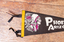 Load image into Gallery viewer, Phoenix Arizona Felt Pennant Vintage Black Native American Wall Decor - Eagle&#39;s Eye Finds
