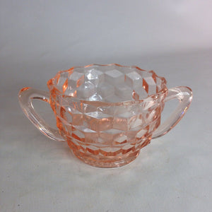 Pink Cubist or Cube Depression Glass Cream and Sugar by Jeannette Glass Co. - Eagle's Eye Finds