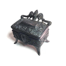 Load image into Gallery viewer, Ornate Victorian Silver Plate Jewelry Casket Vintage Jewelry Storage - Eagle&#39;s Eye Finds
