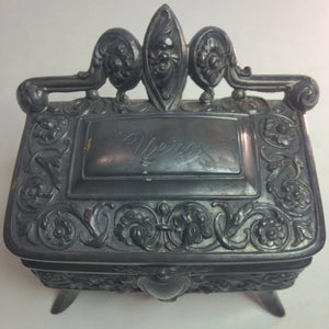 Ornate Victorian Silver Plate Jewelry Casket Vintage Jewelry Storage - Eagle's Eye Finds