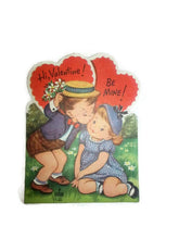 Load image into Gallery viewer, Retro Gibson Die Cut Kissing Kids Valentine - Eagle&#39;s Eye Finds
