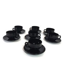 Load image into Gallery viewer, Black Cloverleaf Pattern Teacup and Saucer Set - Eagle&#39;s Eye Finds
