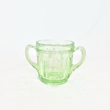 Load image into Gallery viewer, Green Colonial Cream and Sugar Vintage Depression Glass - Eagle&#39;s Eye Finds
