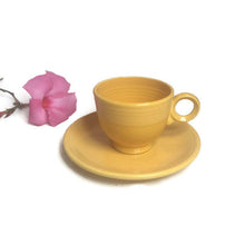 Load image into Gallery viewer, Yellow Fiestaware Tea Cup and Saucer - Eagle&#39;s Eye Finds
