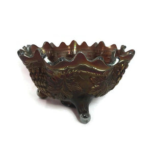 Grape and Cable Fenton Carnival Glass Footed Bowl - Eagle's Eye Finds