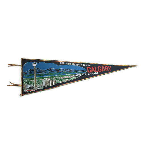 Calgary Canada Black Felt Pennant Vintage - Eagle's Eye Finds