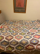 Load image into Gallery viewer, Martha Washington&#39;s Flower Garden Hand Stitched Quilt Top Vintage Farmhouse Decor - Eagle&#39;s Eye Finds
