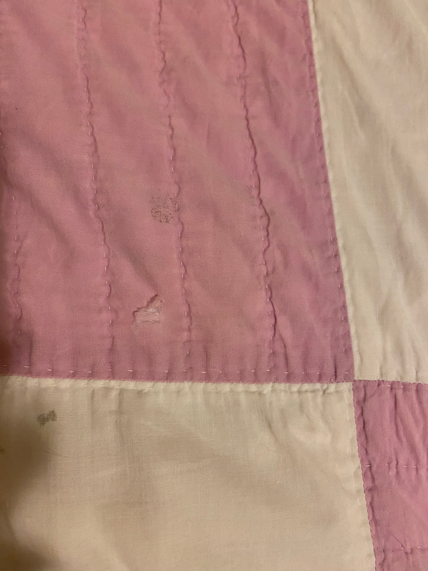 Pink Sawtooth Star Hand Stitched Embroidered Quilt Vintage Farmhouse Decor - Eagle's Eye Finds