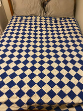 Load image into Gallery viewer, Block on Point Hand Stitched Quilt Vintage Blue Patchwork Farmhouse Decor - Eagle&#39;s Eye Finds
