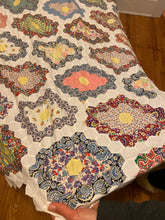 Load image into Gallery viewer, Martha Washington&#39;s Flower Garden Hand Stitched Quilt Top Vintage Farmhouse Decor - Eagle&#39;s Eye Finds
